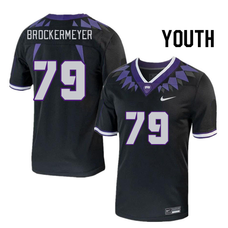 Youth #79 Tommy Brockermeyer TCU Horned Frogs 2023 College Footbal Jerseys Stitched-Black